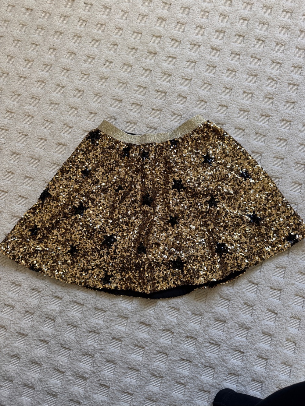 Crewcuts Gold Sequin A-Line Skirt with Star Accents